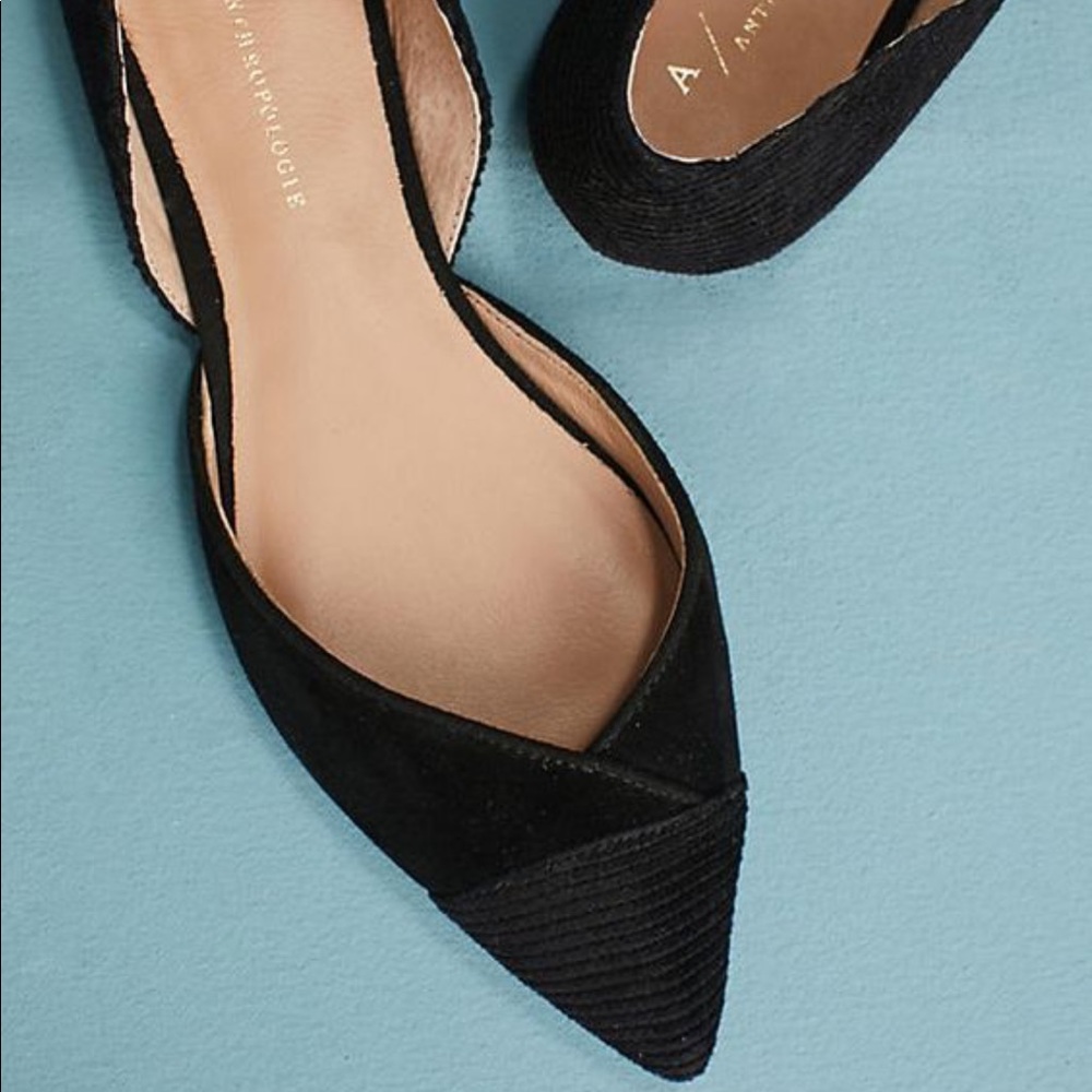 Anthropologie D’Orsay Black Pointed Flats